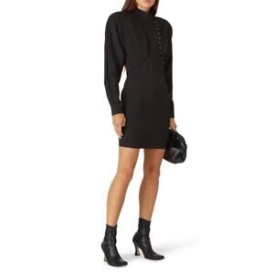 Nicole Miller Puff Sleeve Button Dress Black size 4/ Small
